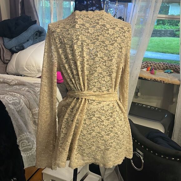 Victorias secret VS large tan lace wrap jacket/coat/top shirt - Picture 5 of 7
